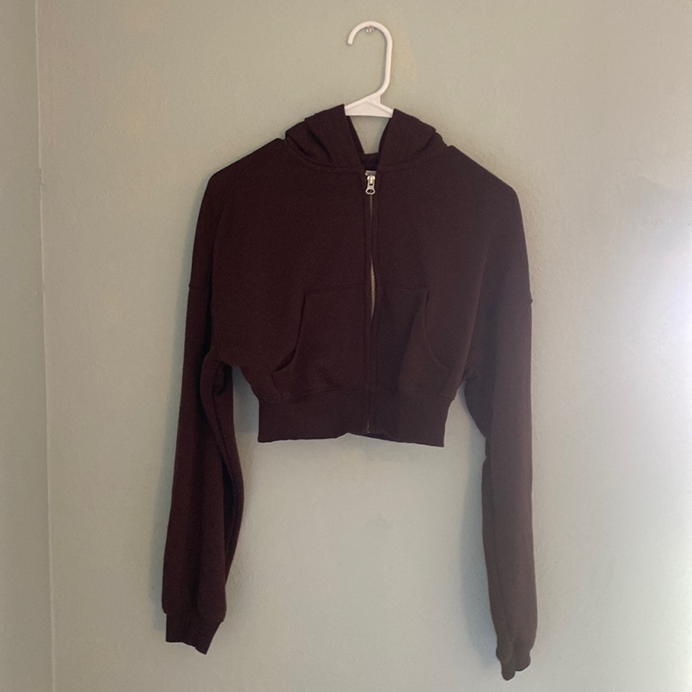 H&M cropped zip-up hoodie size xs